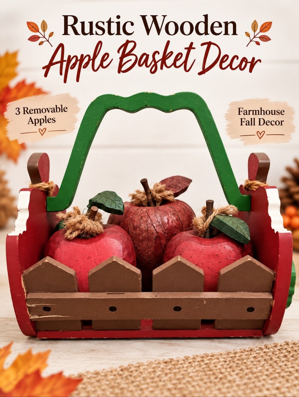 Rustic Wooden Apple Basket